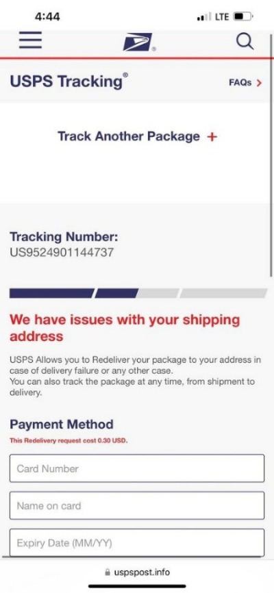 Screen shot of USPS Tracking Sticker