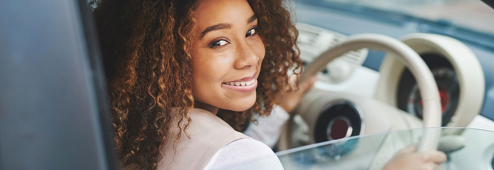 Woman driving car