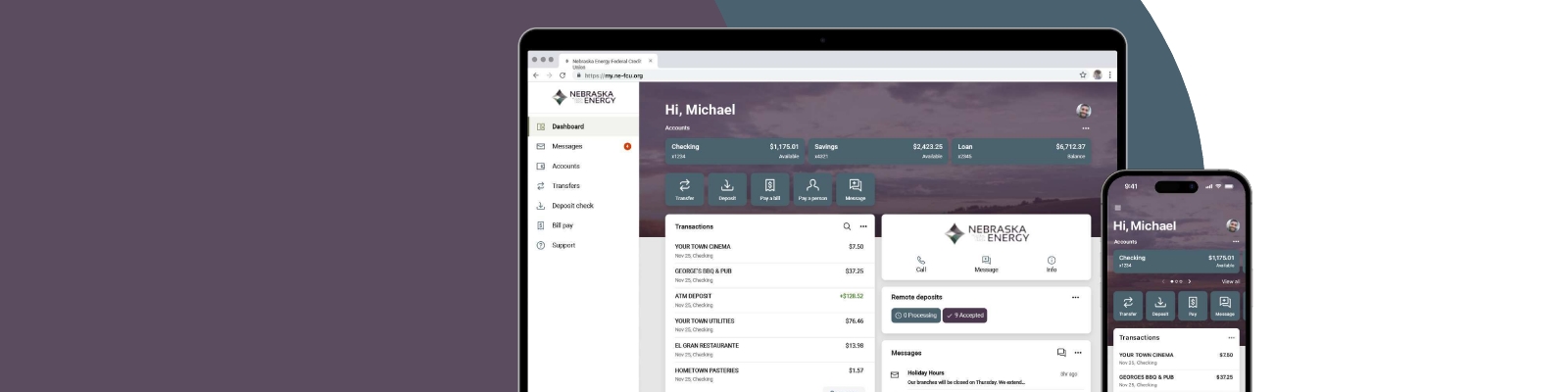 online and mobile app home page and logo