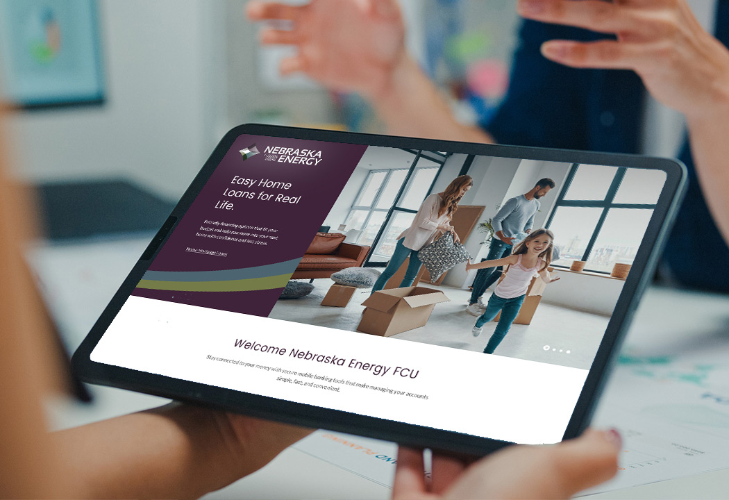 New website design on a tablet.